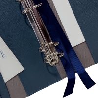 Caderno Organizer Couro Raffai - Azul Jeans